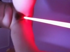 Star wars girl masturbates with a light saber