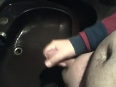 chubby cum at work sink