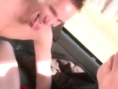 Gay oral sex in the bus with straight blindfolded dude