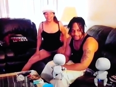 Couple having fun with Playstation4