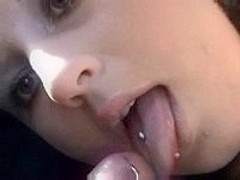 Pierced Tongue Licks a Pierced Cock