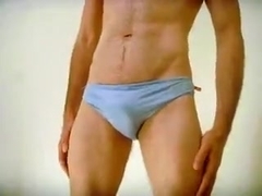 Speedo bulge bushy strapon tease and jack off to hard jizz flow