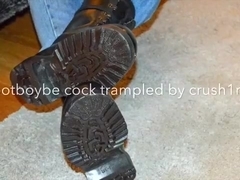 Naked cock trampling by size 11 army boots