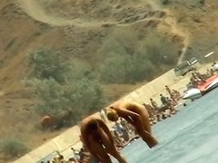 Sexy naked people in a beach spy voyeur video