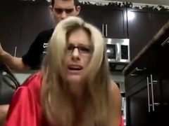 naughty busty milf used hard by her new young roommate boy