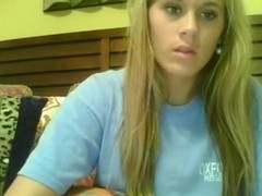 Blonde teen shows her big natural tit on porn webcams