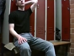 Kroussibo in public locker room #2/3 with SelfSuck and cum