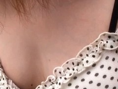 Tiny boobs in a polka dot dress in down blouse vid