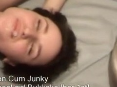 Non-Professional teeny cum junky 1st bukkake party