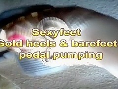 Gold heels pedal pumping