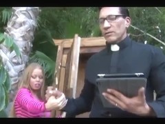 Curvy blonde Latina girl fucked by a priest