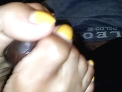 2nd footjob frm my wife yellow nail polish.