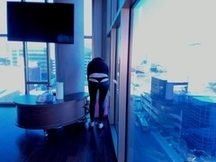 Window Washing with Whale Tail and Belly Stretching