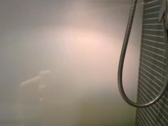 Pissing cyling shorts in shower