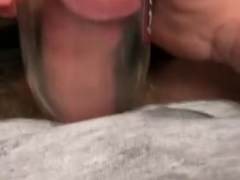 Fucking a big glass bottle