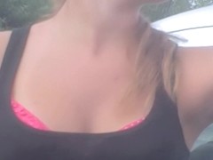 Blonde chick has the fantastic full boobs down blouse