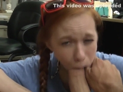 Pawning teen redhead riding brokers fat cock