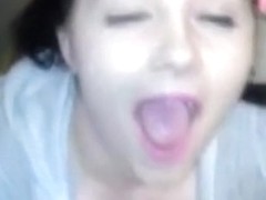 Legal Age Teenager gags and gets covered in cum