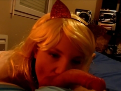 Petite Blonde Teen is sucking a dick then fucking in Doggystyle