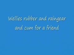 rubber and raingear in wellies cum