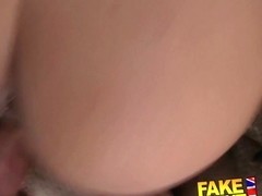 FakeAgentUK: Amateur girl orgasms and squirts all over casting couch