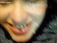 Exploding a huge load all over her face!