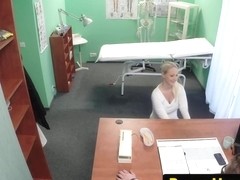 Breasty euro doggy position drilled in drs office