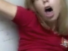 Wicked teen blonde shows off in the WC
