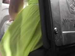 upskirt voyeur filmed young girl in light green dress