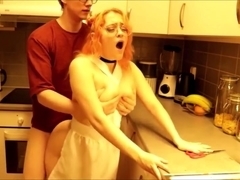Teenager fucked doggy style in kitchen