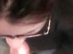 Geeky girlfriend sucking cock in this amateur oral porno video