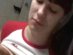 Adorable teen with big boobs gives a POFV handjob