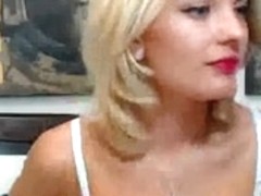 Blonde slut looking like Merilyn Monroe in white underwear
