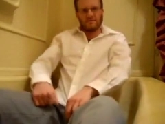 Pissing in white suit shirt