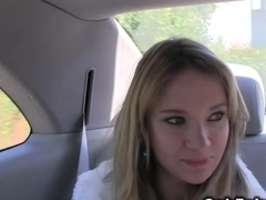 Fake taxi driver fucks blonde outdoors