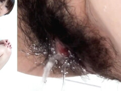 Hairy japanese teen pees