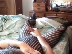 Me jerking off to shemale porn in bodystocking