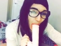 Glasses tranny hoe sucking after school