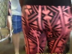 sexy black teen in see thru leggings stripe panty