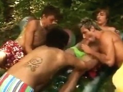 Hot teen boys in outdoor gay threesome part4