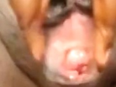 Ebony pussy close up on cam