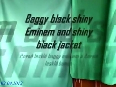 Baggy dark shiny jacket and darksome