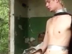 BDSM chained boy is beaten, dominated cute twinks