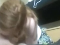 Redhead sucks wang on livecam