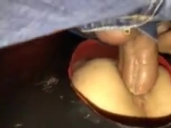 Anal in the toilet through a hole in the wall