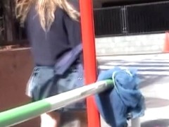 Wild sharking video showing cute Japanese girl's panties