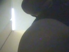 Chubby fem bends over shaking boobs on spycam in shower