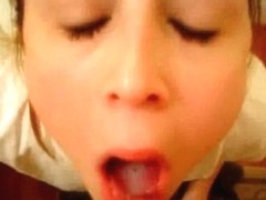 Homemade oral video with my girlfriend getting hot cum in mouth