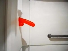 Shower dildo fucking and dick spinning