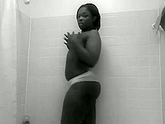 Sexy ebony girl in the shower